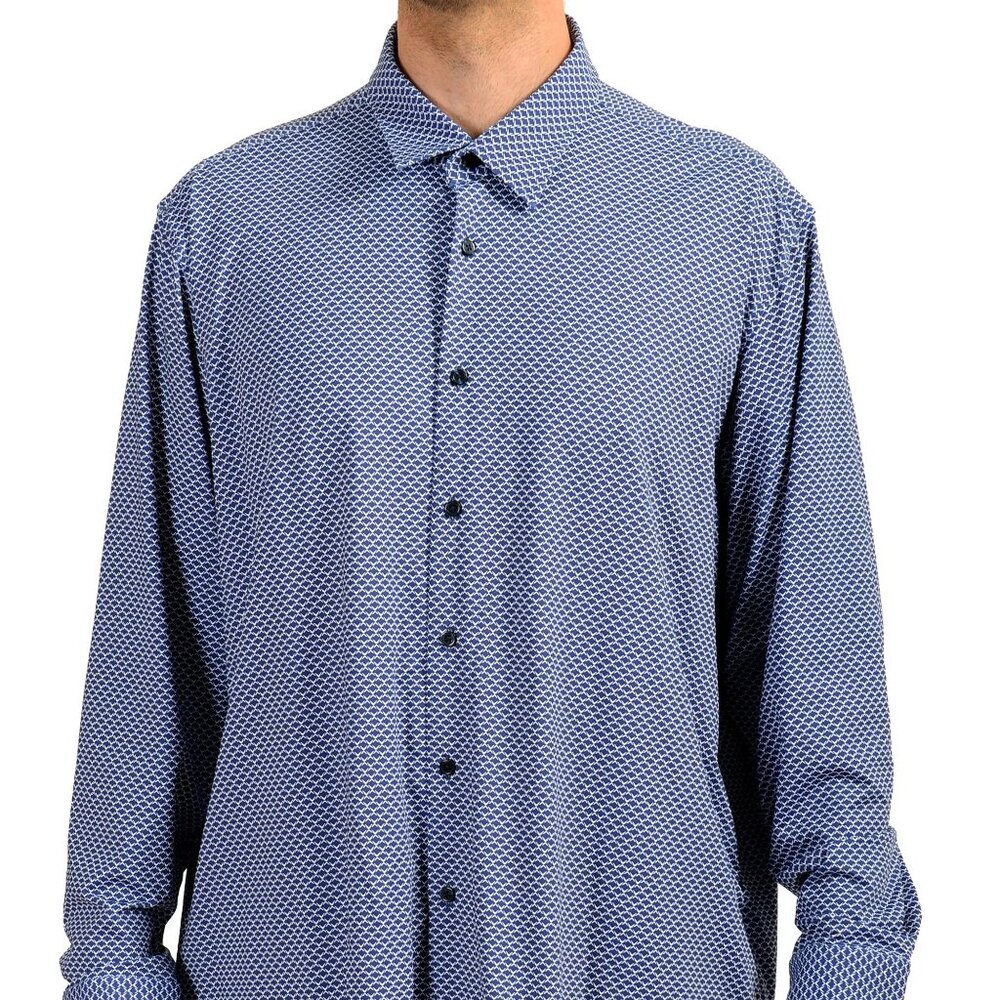 Hugo Boss Men's "Ronni_F_BT" Geometric Print Long Sleeve Shirt US 3XL IT 58